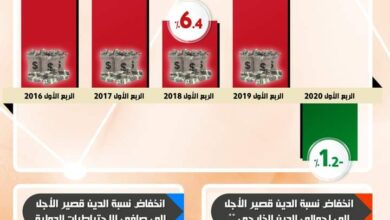 صورة بالإنفوجراف… انخفاض الدين الخارجي لمصر لأول مرة منذ أكثر من 4 سنوات خلال الربع الأول من 2020