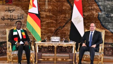 صورة السيسي يستقبل الرئيس الزيمبابوي في قصر الاتحادية لبحث التعاون المشترك بين البلدين