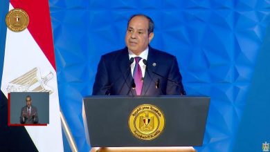 صورة الرئيس السيسي يشهد  احتفال عيد العمال بشركة السويس للصلب بمدينة السويس