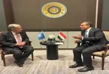 صورة وزير الخارجية يؤكد لسكرتير الأمم المتحدة ضرورة التوصل لاستئناف وقف إطلاق النار ورفع الحصار عن قطاع غزة