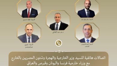 صورة وزير الخارجية يتلقى اتصالات هاتفية من وزراء خارجية فرنسا واليونان وقبرص والعراق