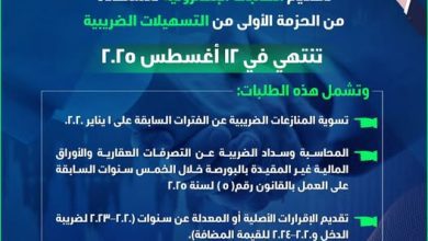صورة “الضرائب”: 12 أغسطس 2025 آخر موعد للاستفادة من التسهيلات