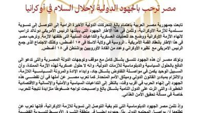 صورة مصر ترحب بالجهود الدولية لإحلال السلام في أوكرانيا