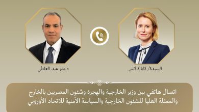 صورة اتصال هاتفى بين وزير الخارجية ونظيره الفرنسى لوقف اطلاق النار ونفاذ المساعدات إلى غزة