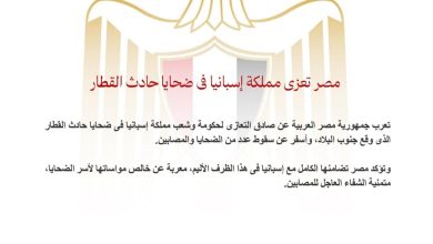 صورة صر تعزى مملكة إسبانيا فى ضحايا حادث القطار