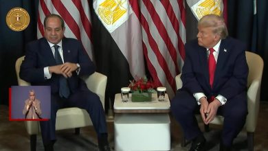 صورة السيسي أطالب دونالد ترامب بالاستمرار في رعاية ملف غزة