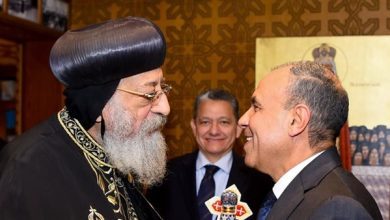 صورة وزير الخارجية يجرى إتصالاً بقداسة البابا تواضروس الثاني للاطمئنان على صحته