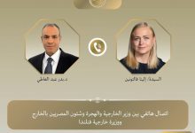 صورة وزير الخارجية يشدد فى اتصال هاتفي مع نظيرته الفنلندية على ضرورة العمل على خفض التصعيد وحدة التوتر فى المنطقة