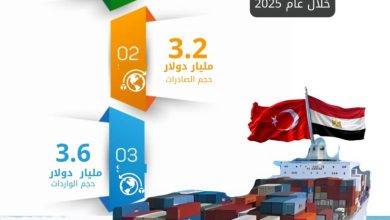 صورة “التعبئة والإحصاء” : 6.8 مليار دولار حجم التبادل التجارى بين مصر وتركيا في 2025