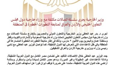 صورة وزير الخارجية يجري اتصالات مع نظرائه دول مجلس التعاون الخليجي والأردن والعراق لمتابعة التطورات الخطيرة في المنطقة