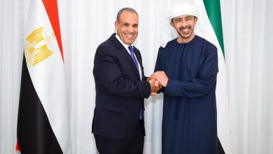 صورة وزير الخارجية ينقل رسالة تضامن من رئيس الجمهورية والحكومة والشعب المصري إلى قيادة وحكومة وشعب الإمارات