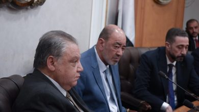 صورة د. عمرو جاد نائب رئيس هيئة الشراء الموحد امام اجتماع الشعبة العامة للمستلزمات الطبية