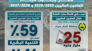 صورة خطة استثمارية بـ35 مليار جنيه لدفع التنمية في شمال سيناء