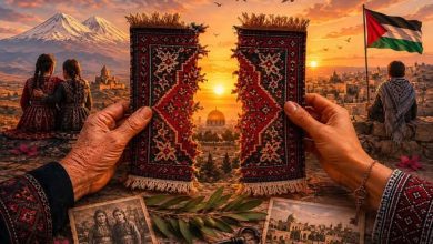 صورة السجادة الأرمنية وخريطة فلسطين.. قراءة إنسانية في ذاكرة الألم والصمود